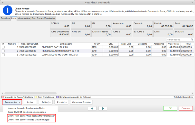 Nota Fiscal de Entrada - Definir Item Como I.png